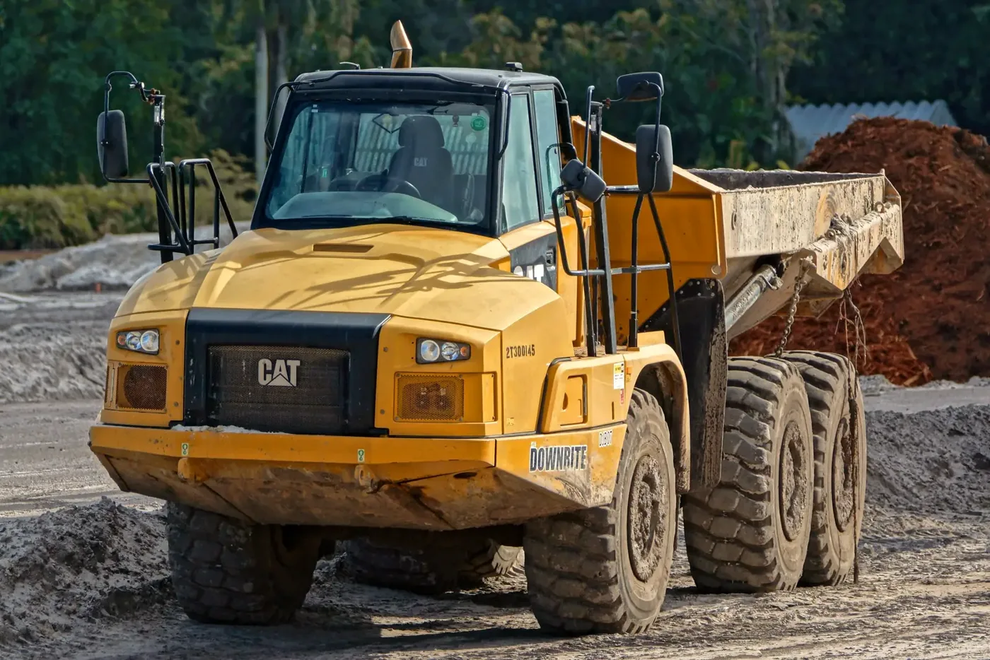 Heavy construction equipment at a work site